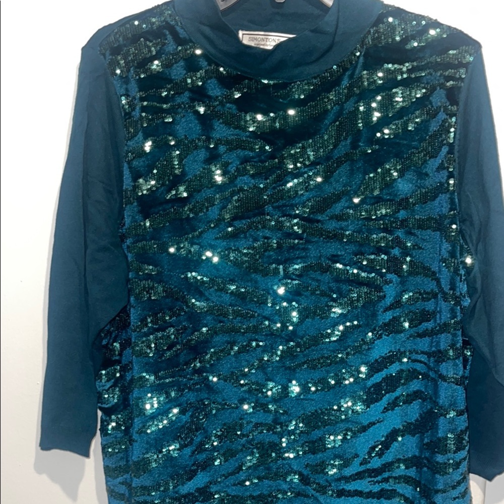 Teal Sequin Top - Picture 2 of 3